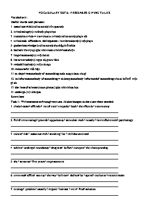 Luyện thi IELTS - Vocabulary set 6 Prisoners giving talks